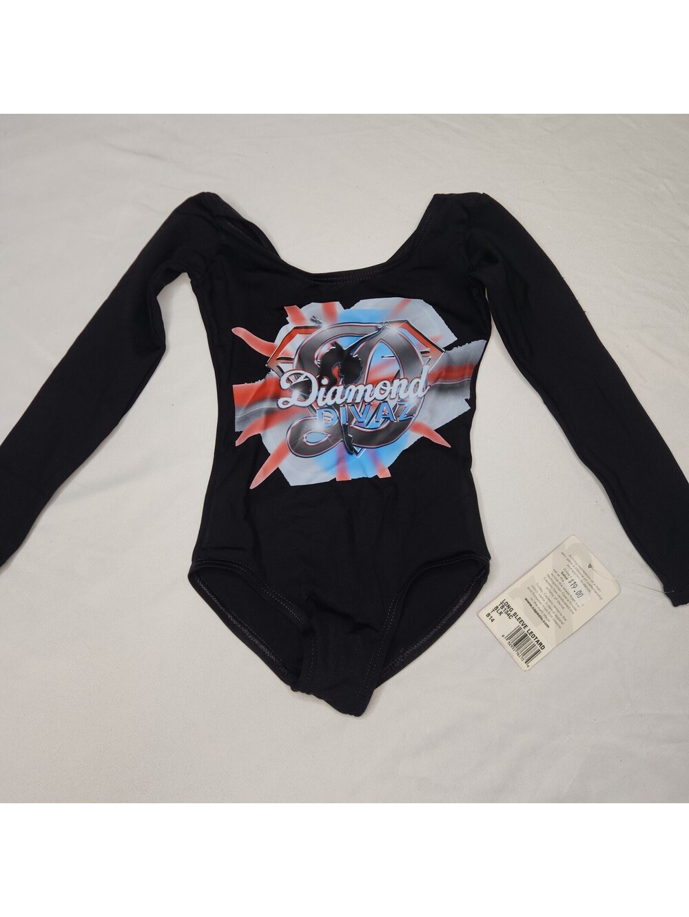 Capezio black long sleeve leotard with Diamond graphic